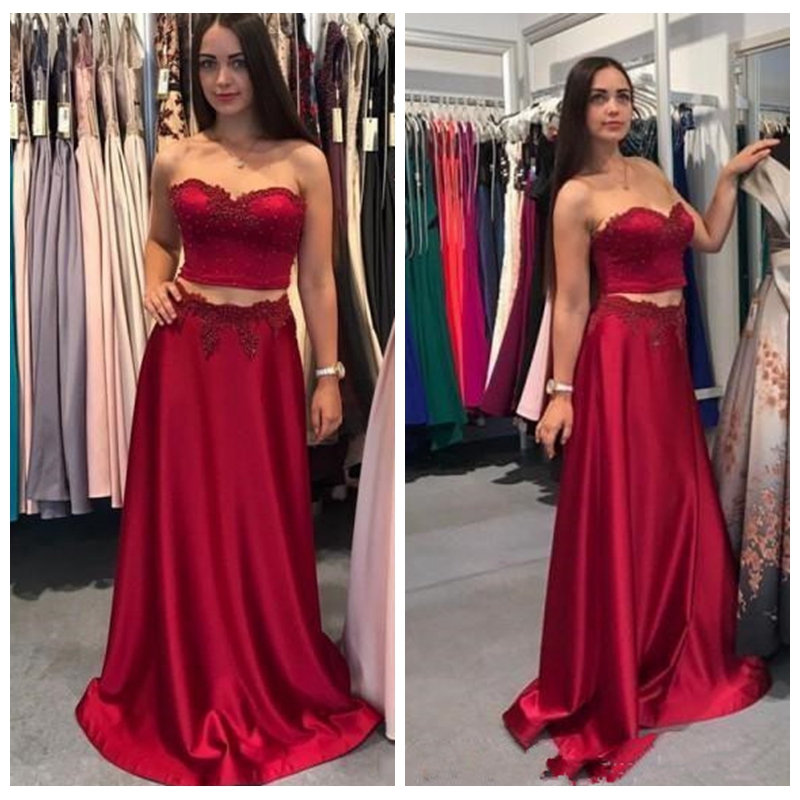 

Two Pieces Prom Dresses Long 2018 Lace Appliques Beaded A Line Plus Size Burgundy Pageant Party Dress Formal Evening Gowns, Dark green