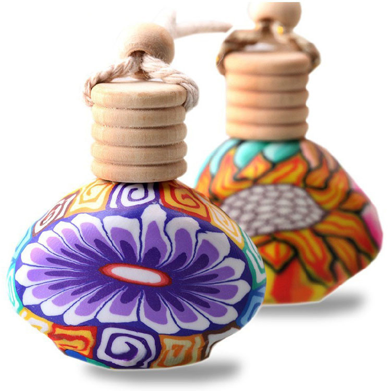 

High Qaulity Polymer Clay car hanging air freshener bottle, empty perfume bottle, Colorful car hanging bottles