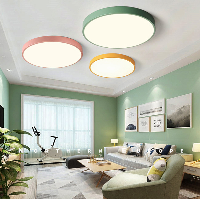 

5CM Ultra-thin Ceiling Light Macaron Color Round Acrylic Led Ceiling Lamp Fixture