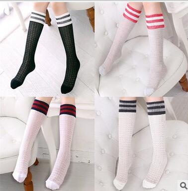 

Kids Knee High Summer Socks For Girls Boys Football Stripes Cotton Sports Old School White Socks Skate Children Baby Long Tube Leg Warm, Multi