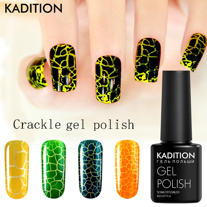 

KADITION Crackle Nail Gel Enamel Gel Nail Polish Crack 12 Colors Shatter Cracking Varnish UV Led Soak Off Semi Permanent, 62pink