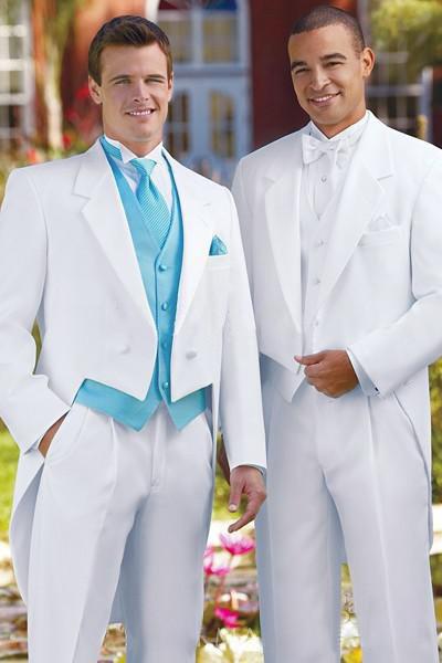 

Wholesale -- Custom Design Notched Lapel White Tailcoat Men Party Groomsmen Suits in Wedding Tuxedos(Jacket+Pants+Tie+Vest) NO;300, Navy