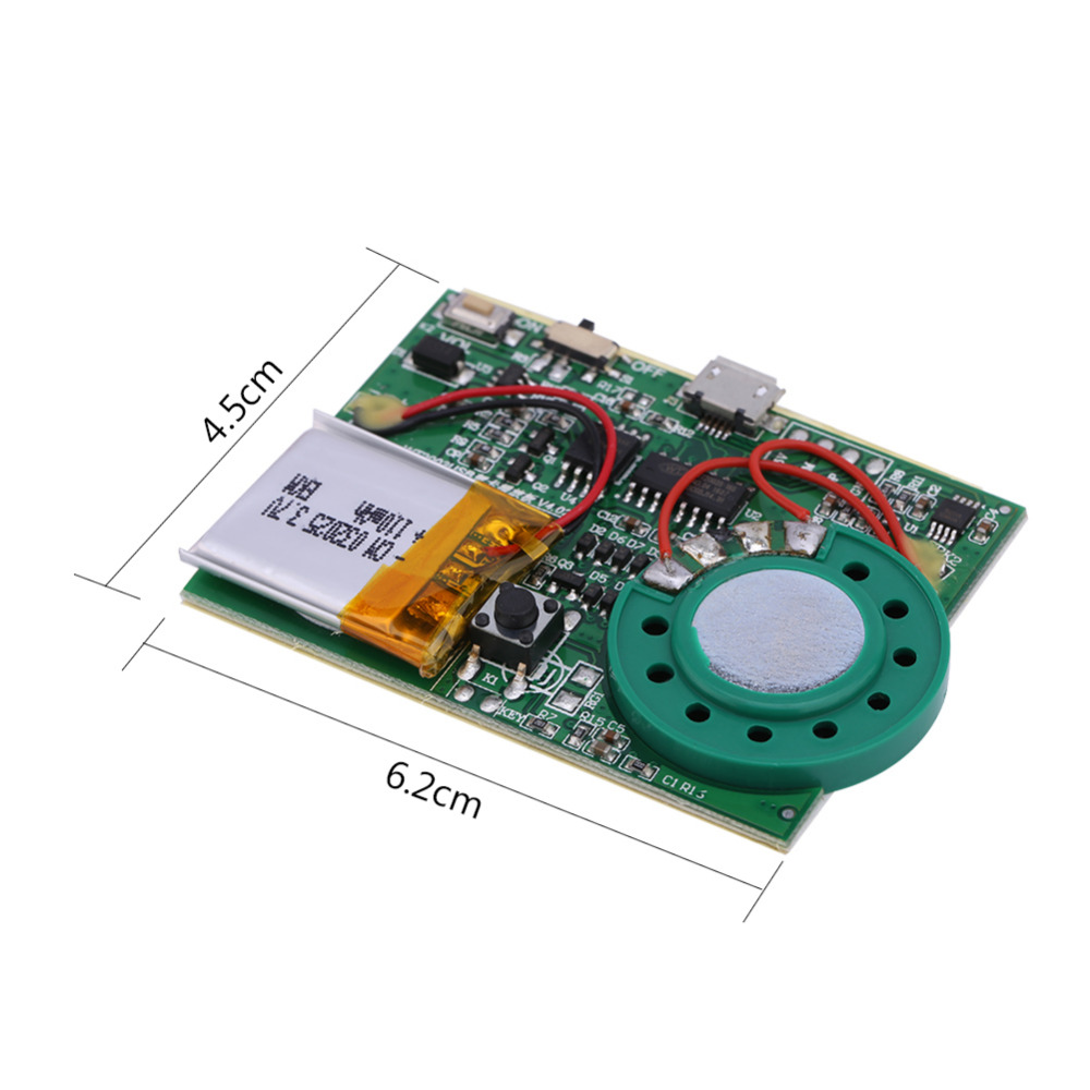 

USB Music Sound Voice Recording Module Chip 1W with Rechargeable Lithium Battery