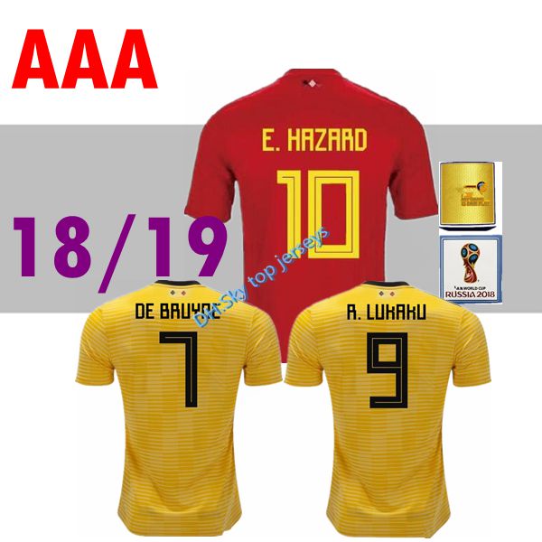 

2018 Belgium jersey home away THAI quality soccer jersey DE BRUYNE E HAZARD R LUKAKU football shirt Camisetas de futbol jerseys, Black;yellow