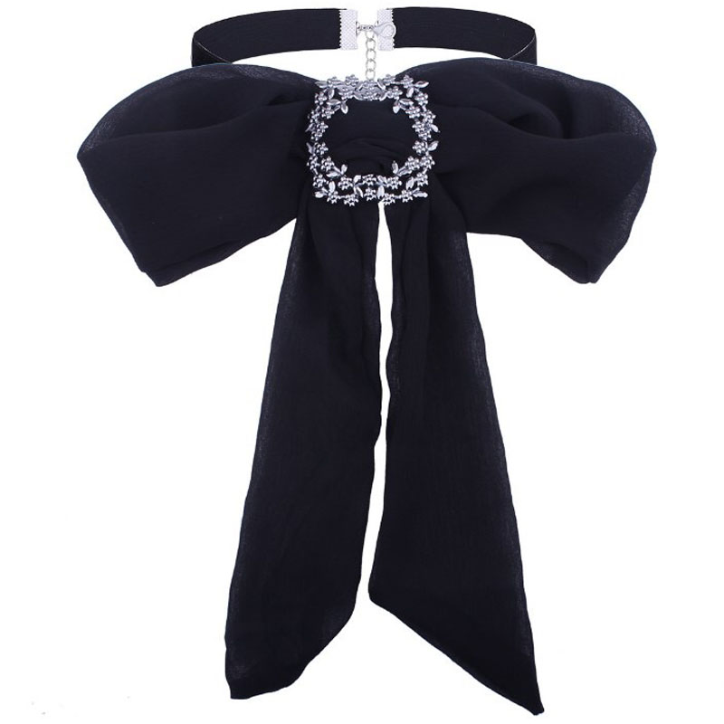 

Charmcci Luxury Crystal Bow Brooches Chiffon Bowknot Tie Necktie Corsage Brooch for Women Tie Dress Collar Jewelry Accessorri