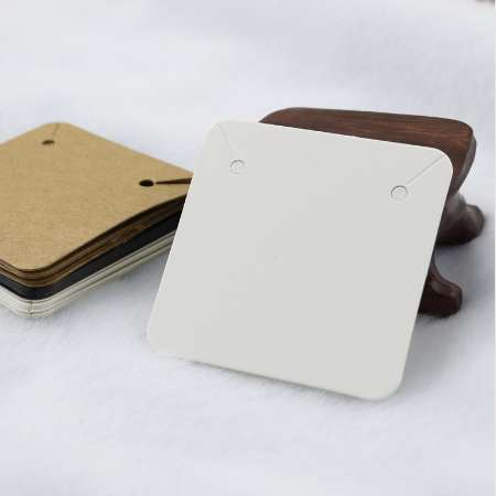 

Wholesale 100Pcs Kraft Paper Cards 5x5cm Cardboard Jewelry Card Necklace Display Packaging Cards Square Earrings Card Label Tags