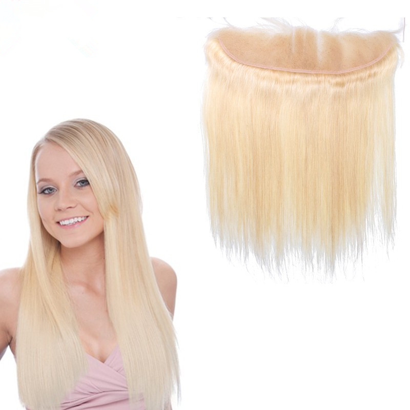 

#613 Virgin Brazilian Blonde Human Hair 13x4 Lace Frontal Closure Bleached Knots Silky Straight Ear to Ear Full Lace Frontal Hair Pieces