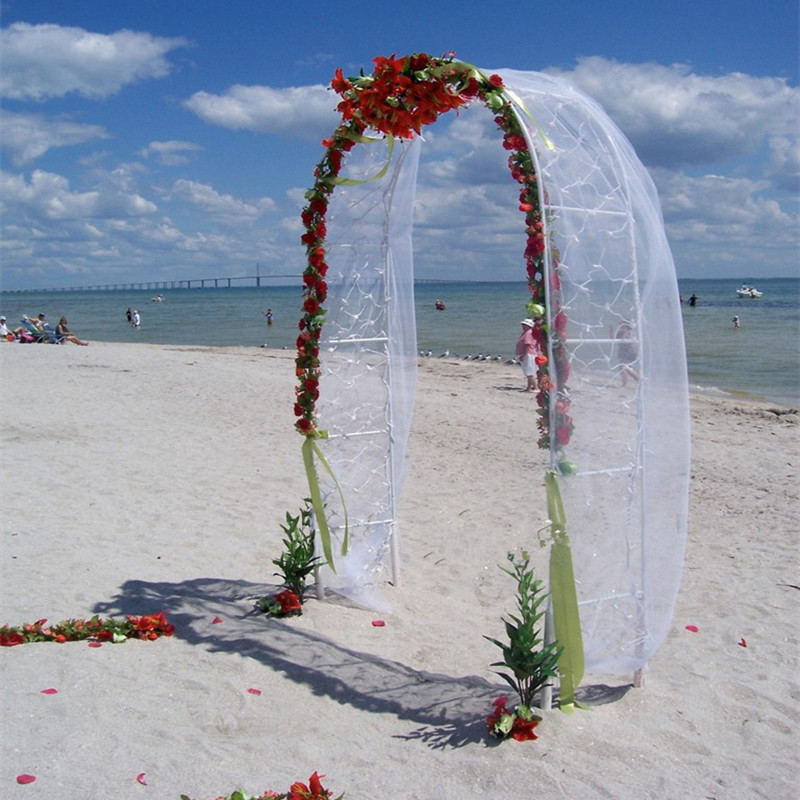 

White Wedding Decoration Metal Arch Garden Iron Flower Stand Grape Vine Climbing Frame Loofah Rack 240*38*140cm For Party Supplies
