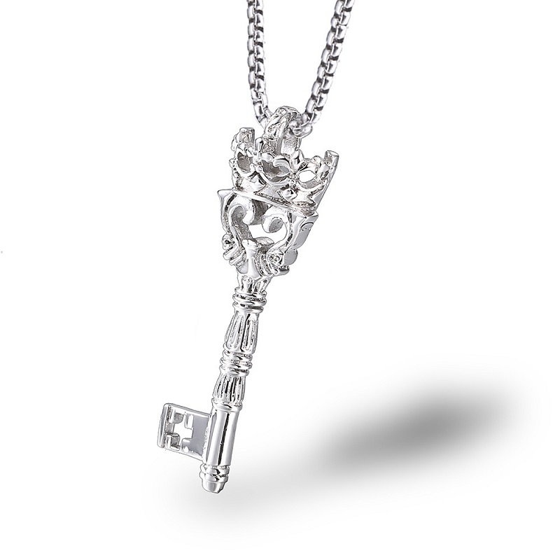 Fashion Jewellery Family Long Necklace Key Pendant Stainless Steel Design 60cm Long Chain Punk Hip Hop Jewelry For Men Gifts
