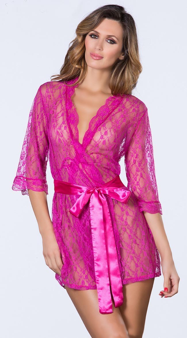 

Free Shipping New sexy lingerie cosplay sexy lingerie rose red mesh gauze perspective transparent lace sexy bathrobe kimono, Black