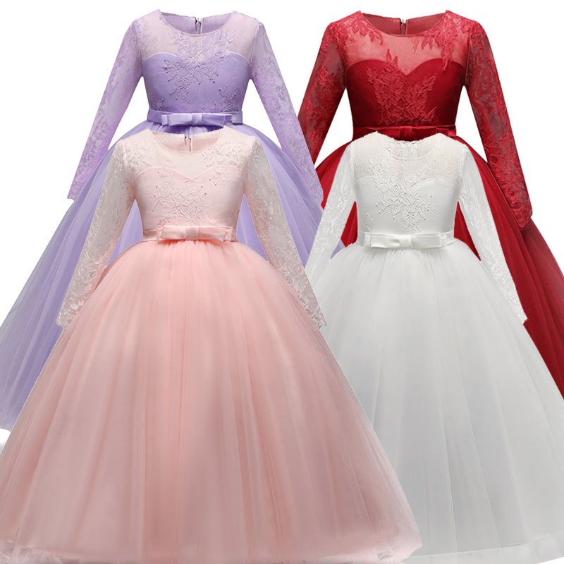 

Girls Long Dress Fancy Kids Crystal Dresses Flower Tutu Children Wedding Gowns Formal Prom Vestidos Baby Frocks for Girls, Purple