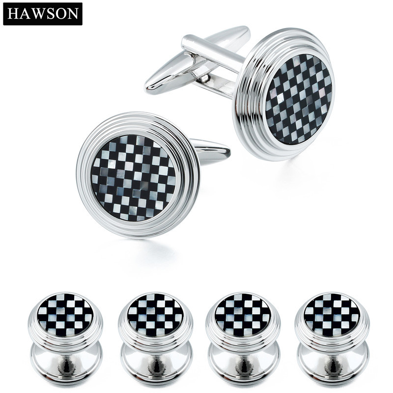 2017 mode Hawson hommes smoking robe costume rond pierre boutons de manchette manchette goujons ensemble offre spéciale bijoux cadeau pour messie