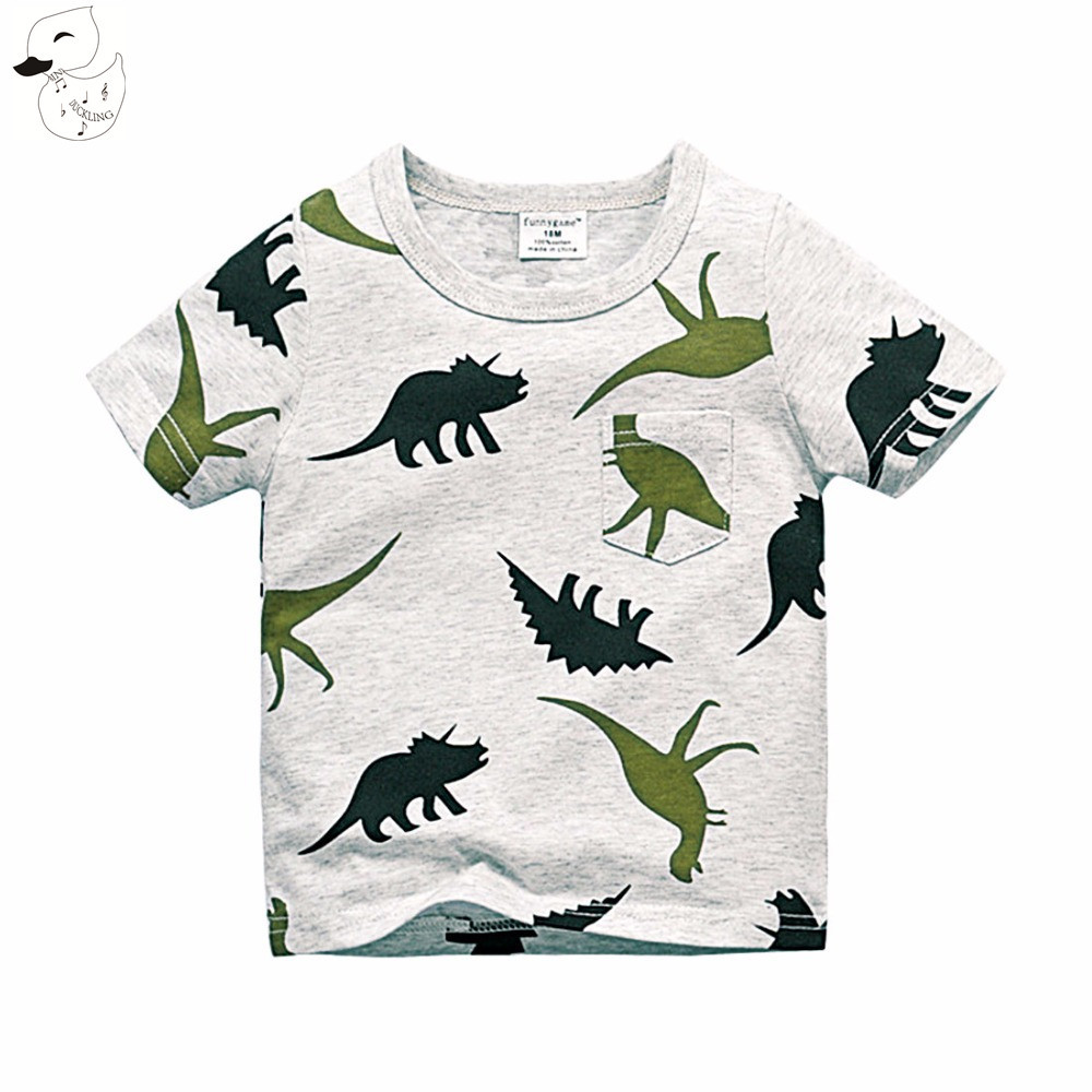 

boys short sleeve t shirts summer shirt kid baby children clothing captain anchors dinosaur printed tshirt factory cost wholesale, White