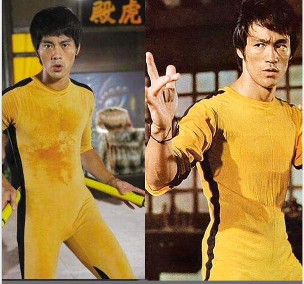 

High quality Genuine Bruce Lee Jumpsuit yellow tracksuit kungfu training clothes classic nunchukus jeet kune do uniform