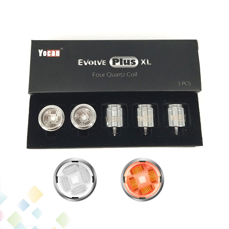 

Original Yocan Evolve Plus XL Coil Wax Quad Quatz Rod Coils Head Pure and Clean Vapor E Cigarette DHL Free