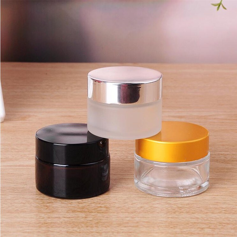

5g/5ml 10g/10ml Cosmetic Storage Container Jar Face Cream Frosted Glass Bottle Pot with Lid and Inner Pad
