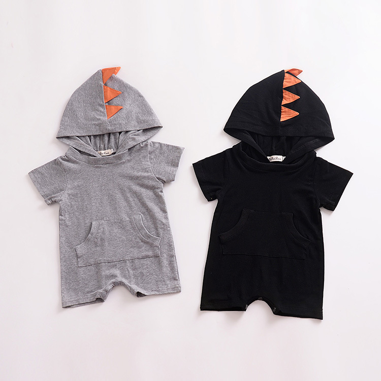 

INS Baby Boys Girls Romper Cartoon Style Infant Jumpsuit Dinosaurs Hooded Rompers Toddler Bodysuit 2018 Summer Kids Clothing Z11, Mixed colors and sizes