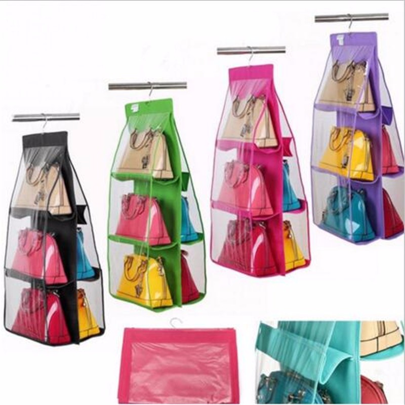 

Large Capacity 6 Pockets Hanging Storage Bag Purse Handbag Tote Bag Storage Organizer For Women Lady Kids