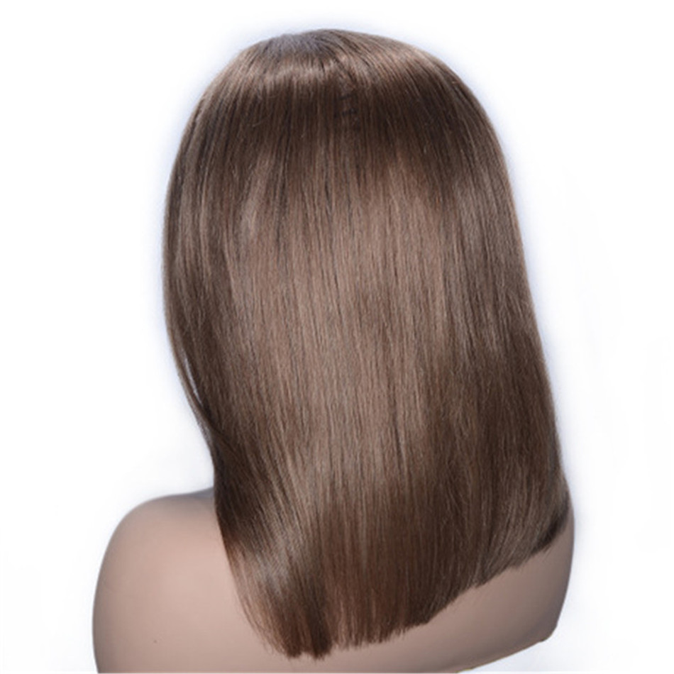 

10 inch Brazilian Lace Front Wigs 130% Density Pre Plucked 6# Remy Human Hair Straight Short Bob Wig
