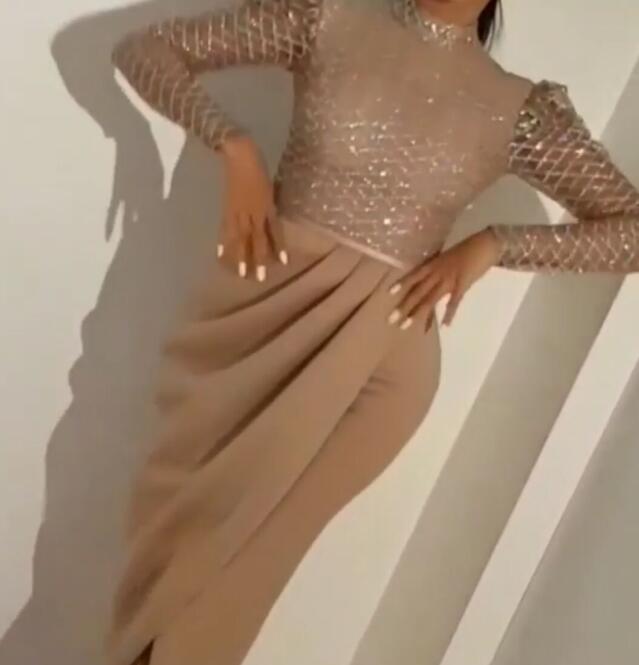 

Evening dress Yousef aljasmi Long sleeve Sequines Chiffon Pink Beaded Almoda gianninaazar Zuhair murad Kim kardashian Ziadnakad, Same with picture