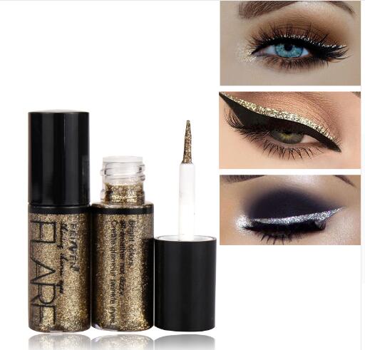 

Professional New Shiny Eye Liners Cosmetics for Women Pigment Silver Rose Gold Color Liquid Glitter Eyeliner Makeup, As shown