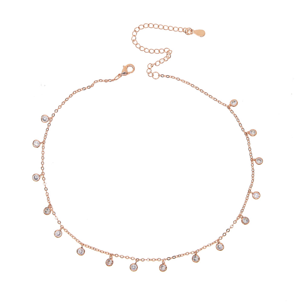 

silver rose gold plated cz drop charm 2018 statement necklace cz charm wedding bridal gift elegance diamond choker chocker fashion jewelry