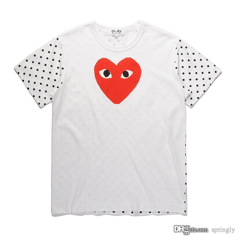 

COM Best Quality New play 1 Unisex CDG Play Casual Cotton Heart Homme Plus Japan Red Heart basic White tee short Sleeve T-shirts, White;black