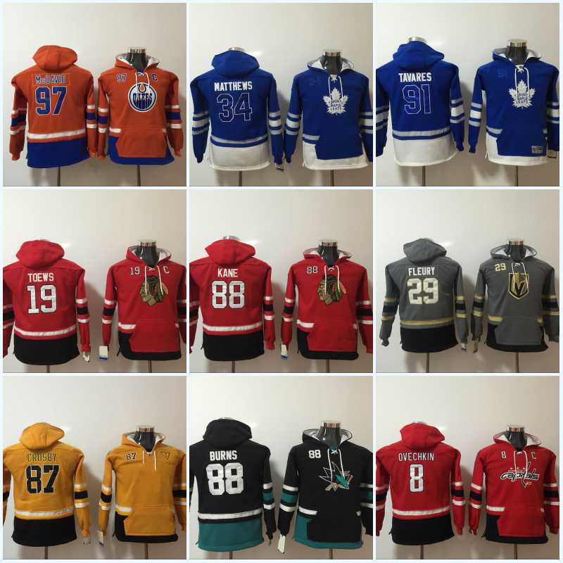 

Youth Kids Hockey Hoodies 97 Connor McDavid 8 Alex Ovechkin 87 Sidney Crosby 19 Jonathan Toews Hoodies Jerseys Sweatshirts, Black;red