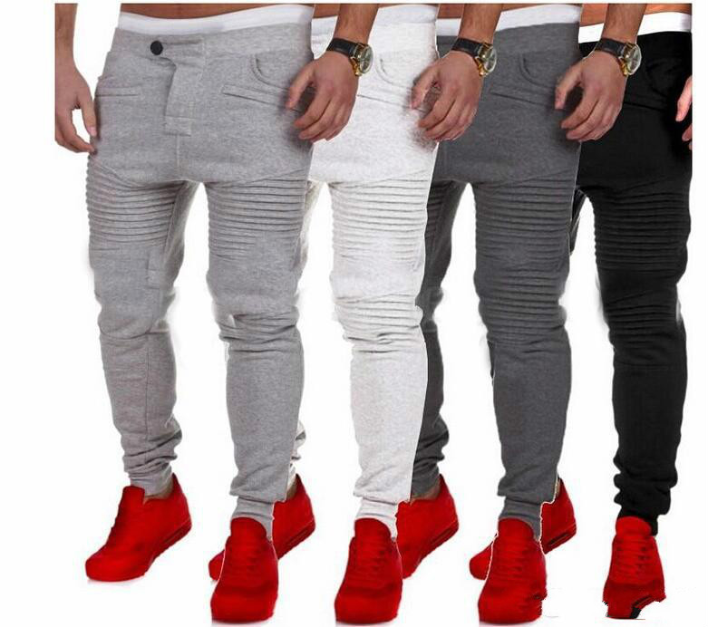 Mens Pants Designer Harem Joggers Sweat pants Elastic Cuff Drop Crotch Biker Joggers Pants For Men Black Gray Dark Grey White