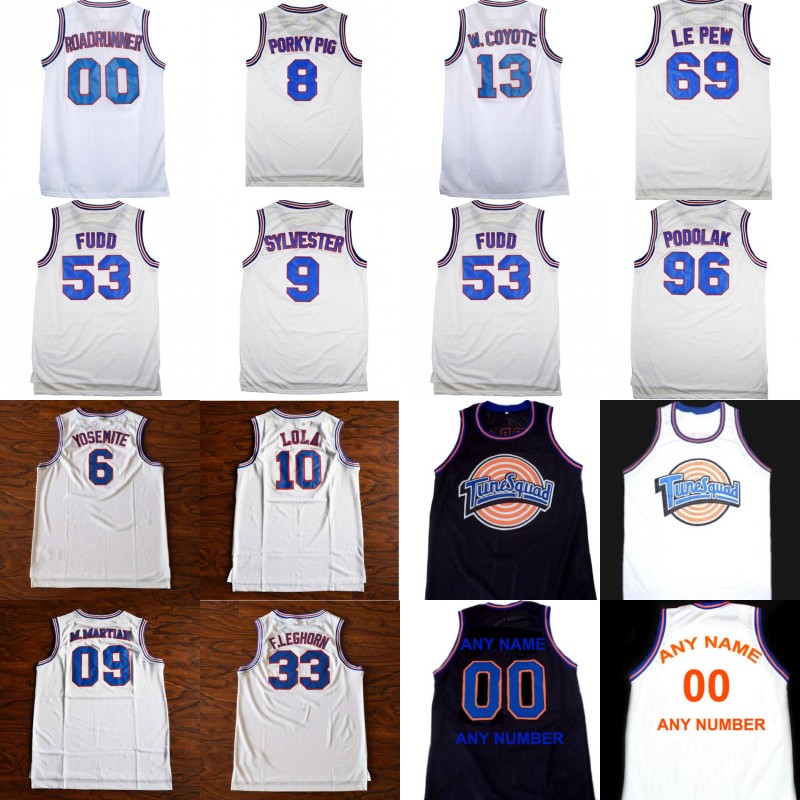 Mens Womens Youth Tune Squad Space Jam Custom Movie Jersey ROADRUNNER LOLA FUDD PORKYPIG SYLVESTER W.COYOTE F.LEGHORN LE PEW PODOLAK All Stitched