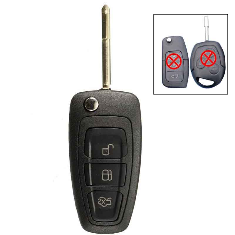3 Buttons Car Flip Remote Key Fob With Chip 4D60 For Ford /Focus Mk1 /Mondeo /Transit/Connect 433Mhz-image-408489881