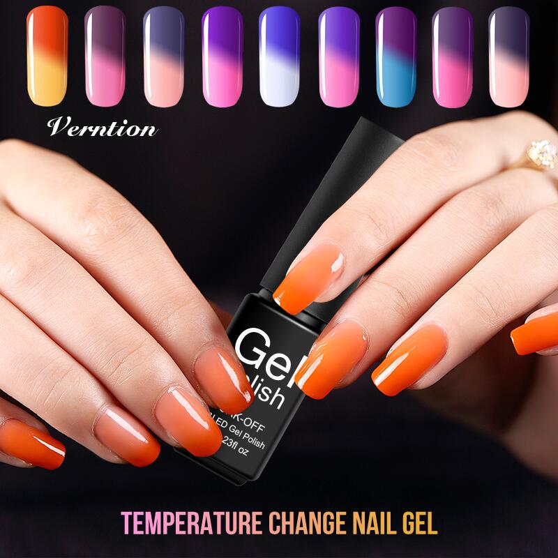 

Verntion Temperature Change Color Gel Nail Polish Lucky Led Nail Lamp Soak Off Semi Permanent Manicure Decoration UV Gel Lacquer, 61white