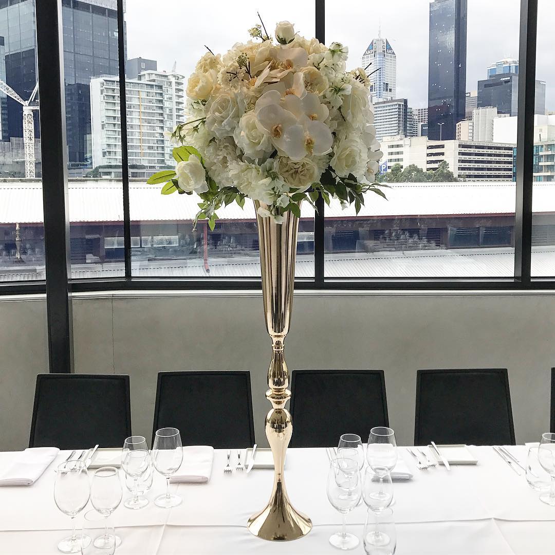 

elegant Tall sliver New Arrival ! Gold Metal Vase, Gold Flower Vase, Royal Gold Trumpet Vase For Decoration