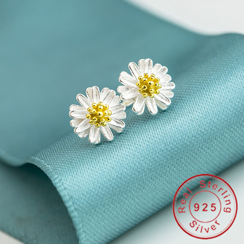 

Fashion Female Flower Style Earring Genuine 925 Sterling silver Engagement wedding Stud Earrings for women Gift