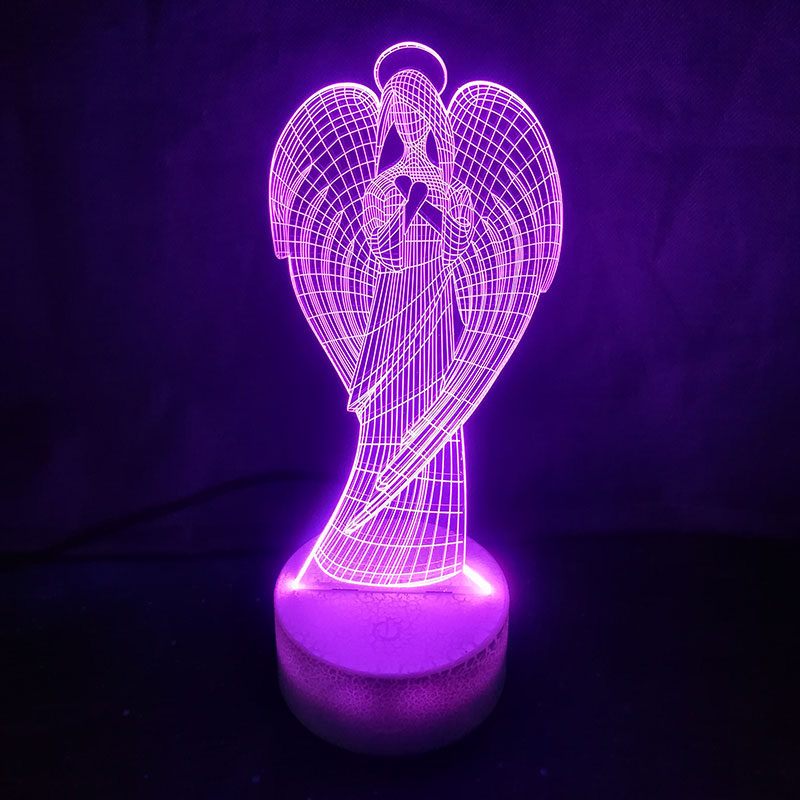 

Creative 3D Table Lamp Colorful Wings Girl Shape NightLight Led Angel Home Decor Atmosphere Decor Virgin Mary Usb Light Fixture