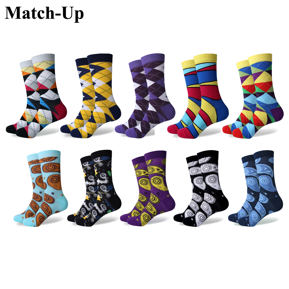 

Match-Up Men's Funny Casual Combed Cotton Novelty Crazy Socks Pack (10 Pairs/lot), Multi