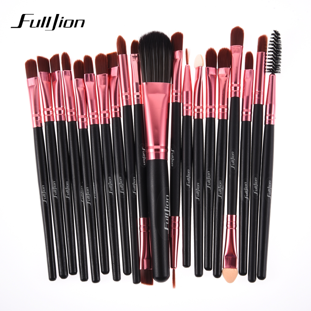 

Fulljion 20Pcs Rose Black Makeup Brushes Set Pro Powder Foundation Eyeshadow Eyeliner Lip Blush Cosmetic Beauty Make up Brush
