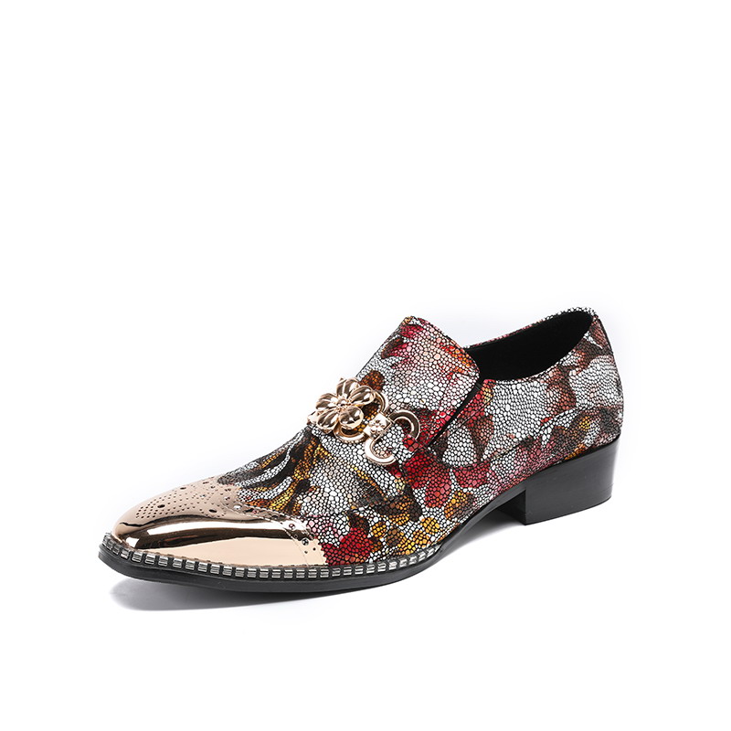 

New Arrival Personalized Men Red Loafer Shoes Fashion Dressing Up Metal Toe Charm Casual Boat Shoes Flower Show Shoes 46, Brown