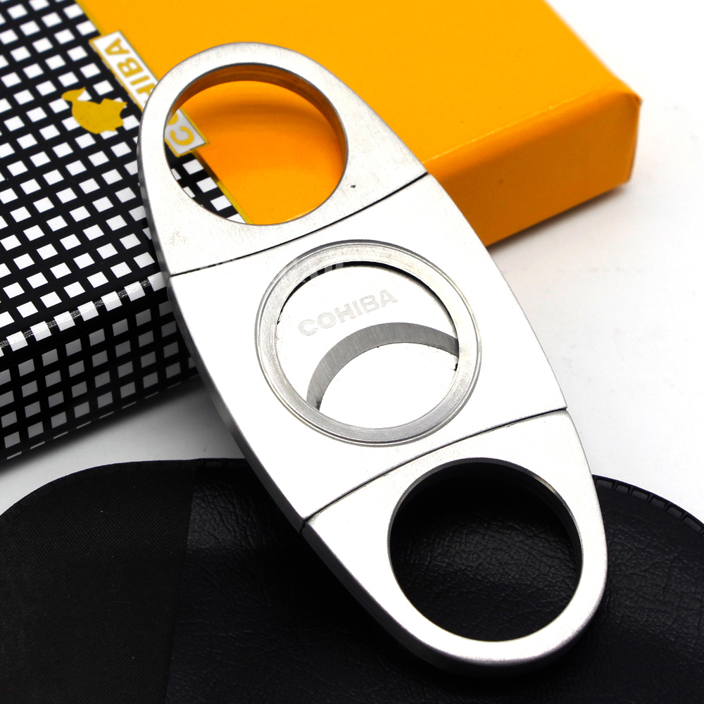 

New Arrival Genuine Article COHIBA Brand New Stainless Steel Metal Classic Cigar Cutter Guillotine with Gift Box