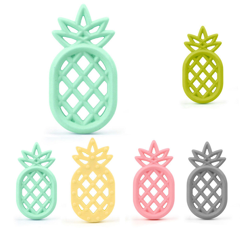 

Silicone Pineapple Teether Teething Toy BPA Free Silicone Pendant Chew Bead Ananas Teether Pacifier Chain Pendant Sensory Chewable Toy