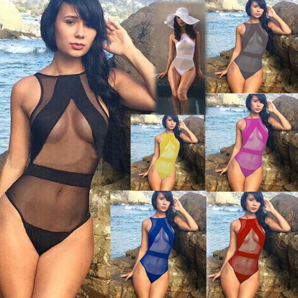 

Women's Bikini Sexy Sports Solid Color Perspective Triangle Swimwear Lady sexy Beach bikini Brazilian women swimsuits, Black