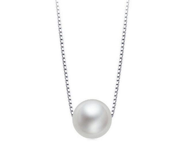 

Simple Mother Pearl Pendant Necklace with Real 925 Sterling Silver Box Chain Elegant Jewelry for Womens Girls
