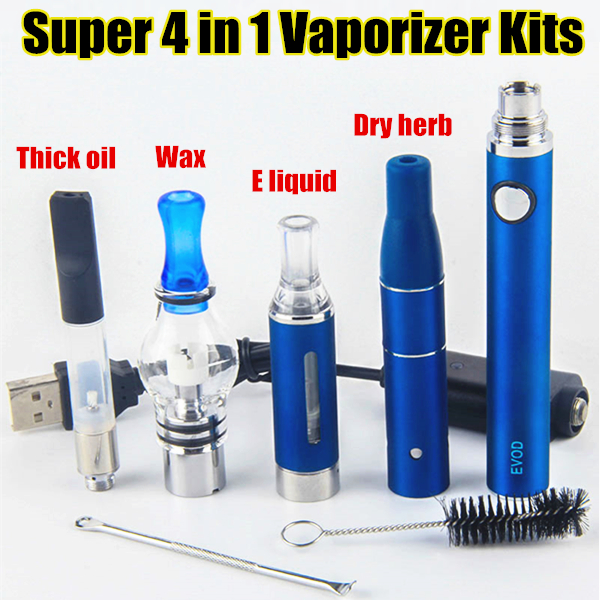 

Super 4 in 1 Starter Kits eGo 510 Vape Battery EVOD Dab Pens Dry Herb Vaporizer Wax Oil Vapes UGO Passthrough CE3 Cartridges All in One Kit, Purple