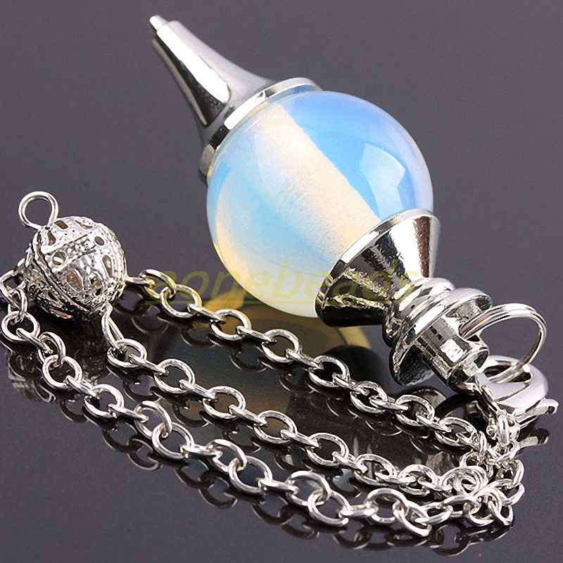 

SUNYIK Opal Opalite Stone Crystal Ball Bead Healing Dowsing Reiki Chakra Pendulum Chain