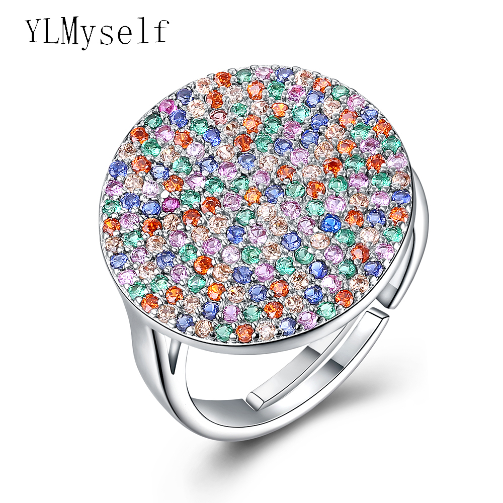 

Beautiful round design ring multi color crystal jewellery high quality trendy jewery Great colorful rings