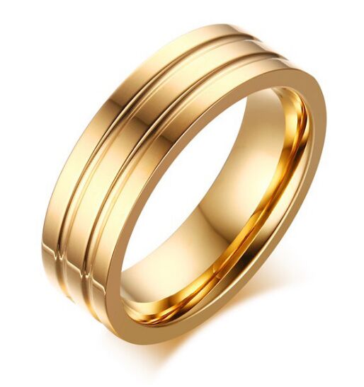 

Wedding Ring 6mm gold color stainless steel ring with two grooves for men and women hot sale in USA and Europe size 6-12, Silver