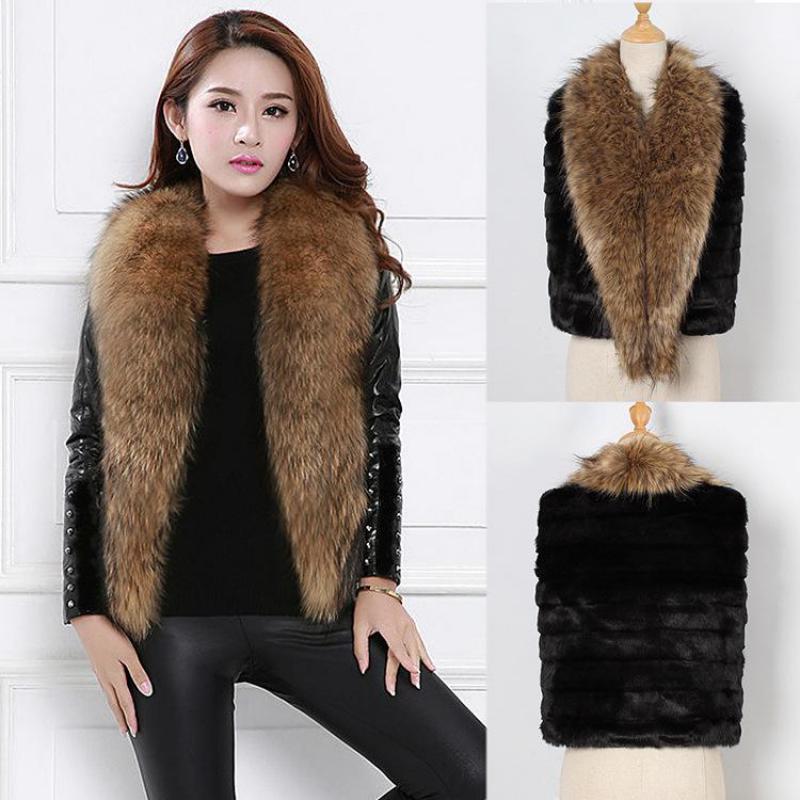 2018 Women Elegant Faux Fur Collar Vest Trim Spliced Sleeveless Short Length Fashion Slim Streetwear Autumn Winter Warm Vest