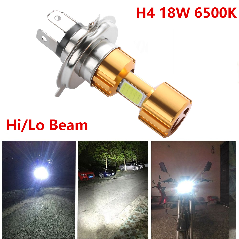

H4 18W LED 3 COB DC 12V White Motorcycle Headlight Bulb 2000LM 6500K Hi/Lo Beam High Power Super Bright Light lamp