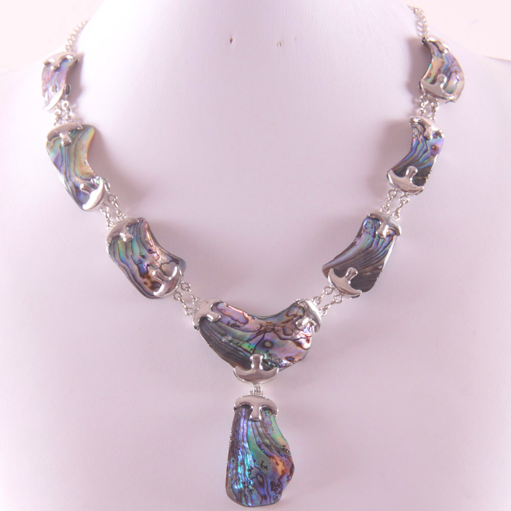 toute venteNatural Nouvelle-Zélande Abalone Shell alliage de zinc Perles Collier Livraison Gratuite E839