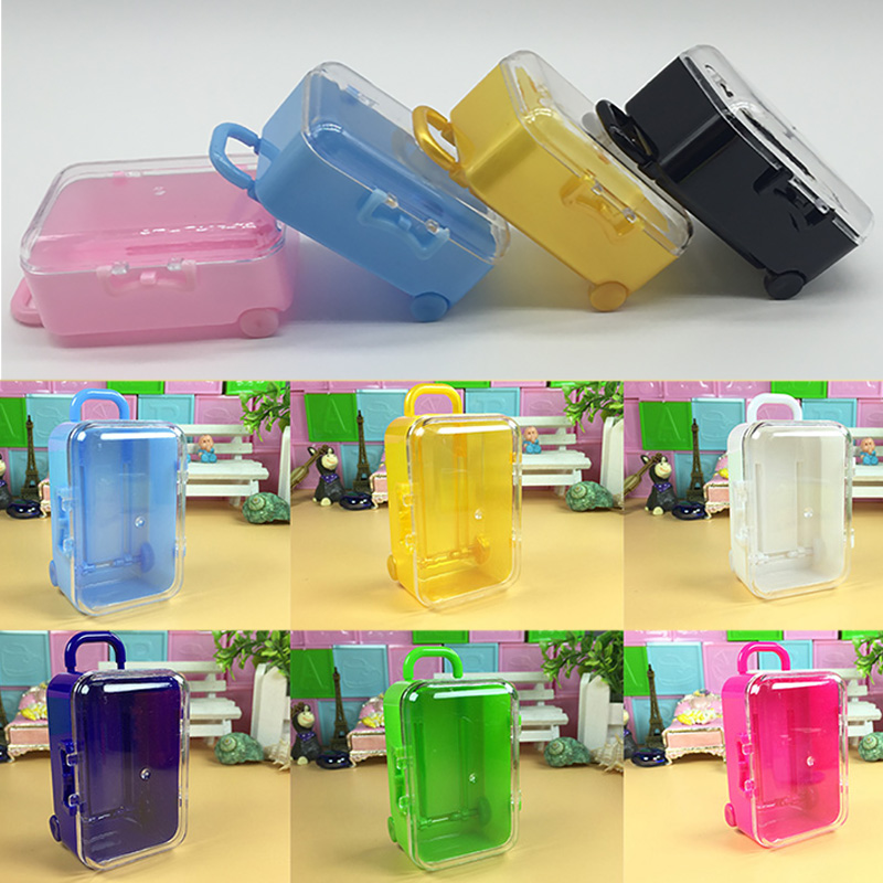 

Transparent Travel Luggage Design Plastic Candy Box Mini Suitcase Box Wedding Baby Shower Chocolate Boxes Christmas Gifts Free DHL WX9-946